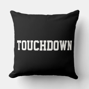 Coussin TOUCHDOWN Sporty White Football Texte En Gras Noir