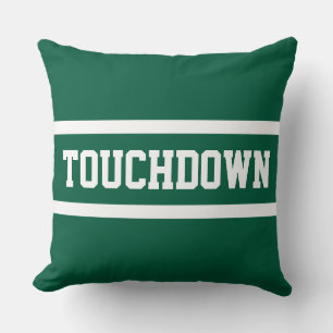 Coussin TOUCHDOWN Vert Chasseur Athlétique Rayures Blanche