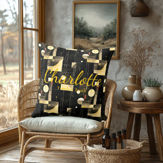 Coussin Touche intemporelle - Accent géométrique noir et c