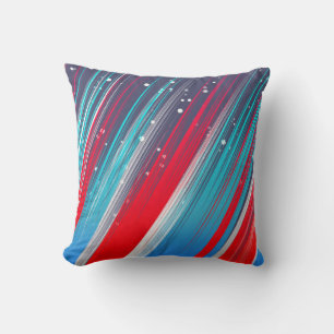 Coussin Touches de pinceau abstraites rouges blanches bleu