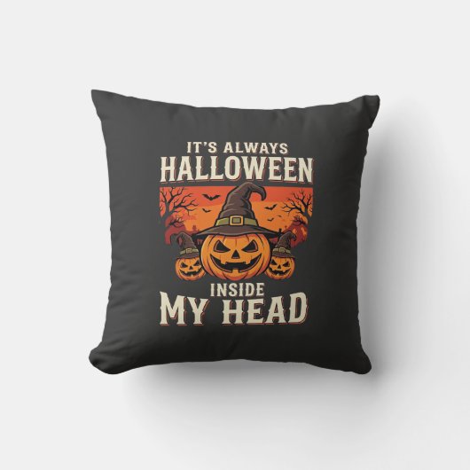 Coussin Toujours Citrouille de Halloween Design de Sorcièr (Recto)