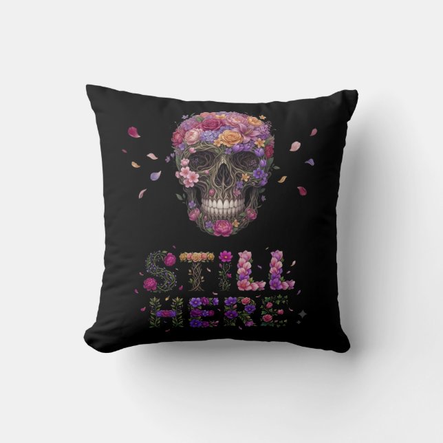 Coussin TOUJOURS LÀ | Crâne Fleur Fleurie (Recto)