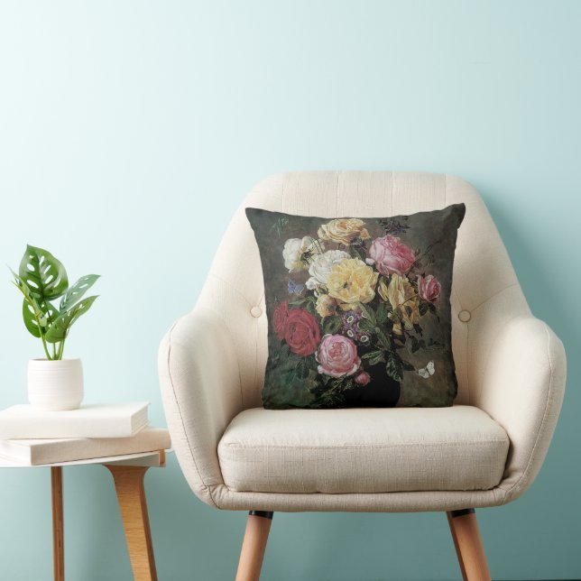 Coussin Toujours la vie avec des fleurs dans Vase par Olaf (Chaise)