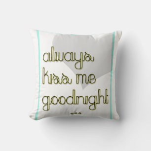 Coussin toujours m'embrasser bonne nuit bleu jaune