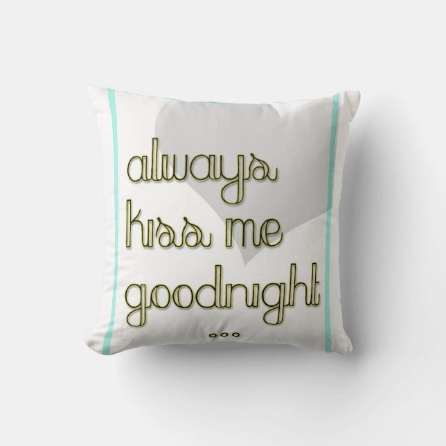 Coussin toujours m'embrasser bonne nuit bleu jaune (Recto)