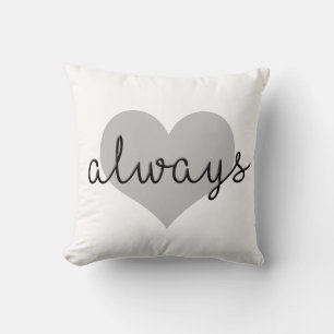 Coussin toujours simple cœur moderne noir blanc