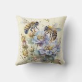 Coussin Toujours vous abonner, abeilles et fleurs bleues J (Verso)