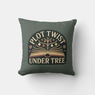 Coussin Tour de force sous l'arbre Noël amateur de livres