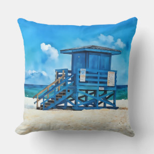 Coussin Tour de sauvetage bleue de la plage de Siesta Key