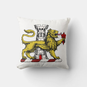 Coussin Tour du Lion Emblème de la Crête Fleur de Lis C
