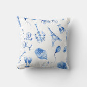 Coussin Tour Eiffel bleue Paris Art aquarelle (Recto)