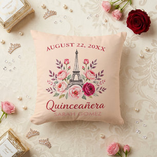 Coussin tour eiffel fleurie quinceanera