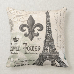 Coussin Tour Eiffel français vintage moderne