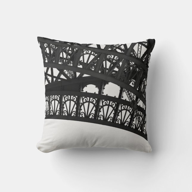 Coussin Tour Eiffel Noir et Blanc Arc Jeu d'oreiller (Recto)