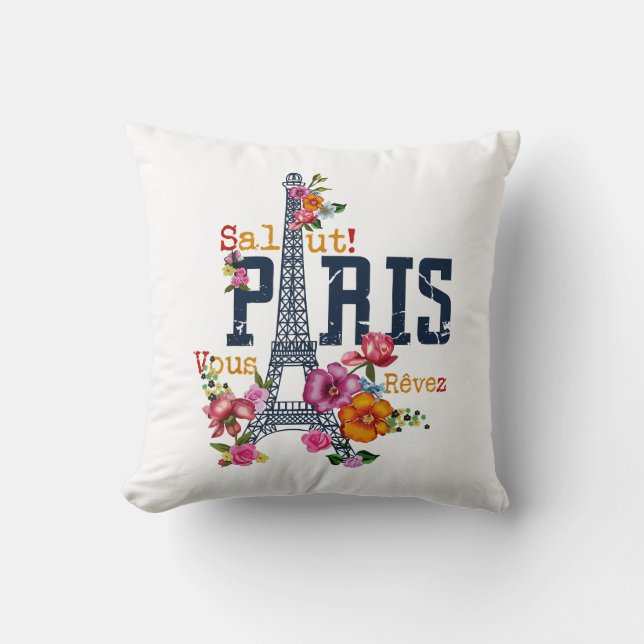 Coussin Tour Eiffel Paris Chemise Salut Flower Paris Fra (Recto)