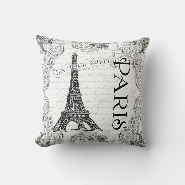 Coussin Tour Eiffel Paris Parchemins français (Recto)