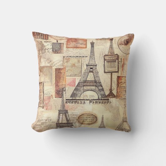 Coussin Tour Eiffel Paris Rétro Vintage (Recto)