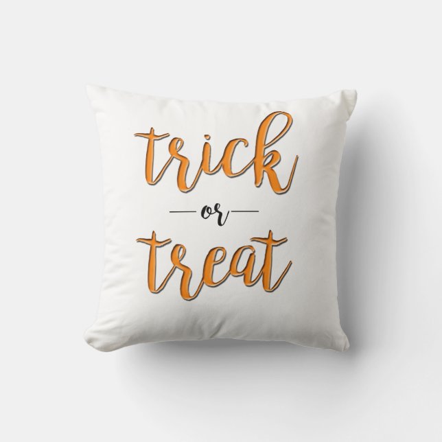 Coussin tour ou friandise halloween orange noir simple (Recto)