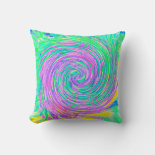 Coussin Tourbillon Abstrait Bleu Turquoise et Violet