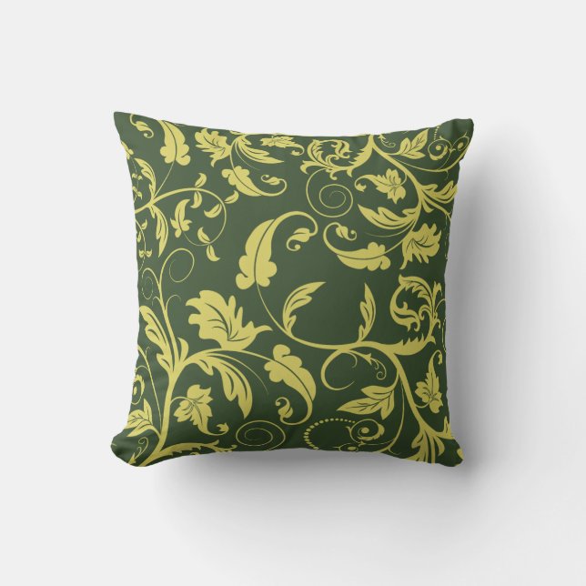 Coussin Tourbillon de Motif vert Gold Retro (Recto)
