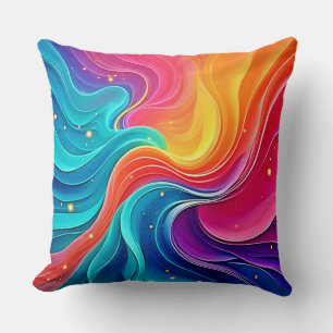 Coussin Tourbillon d'énergie arc-en-ciel : Art du flux vib