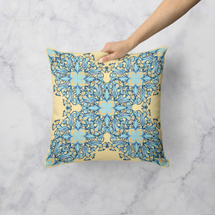 Coussin Tourbillon floral en Jaune