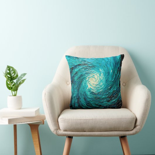 Coussin Tourbillon océan turquoise Abstrait (Chaise)