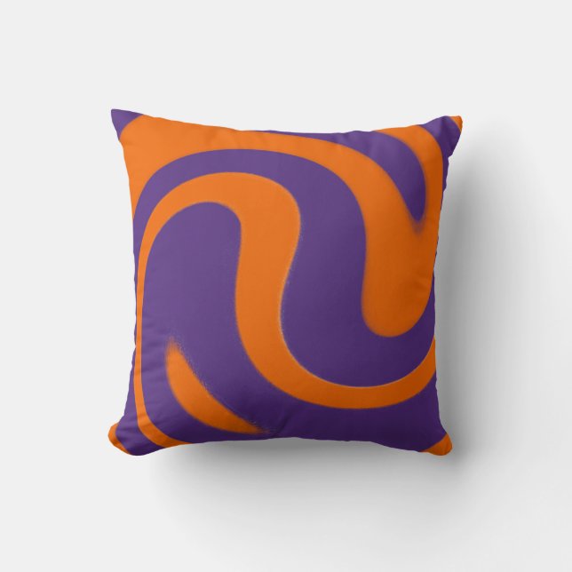 Coussin Tourbillon Rétro Violet et Orange  (Recto)