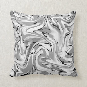Coussin Tourbillonnant noir gris blanc Abstrait