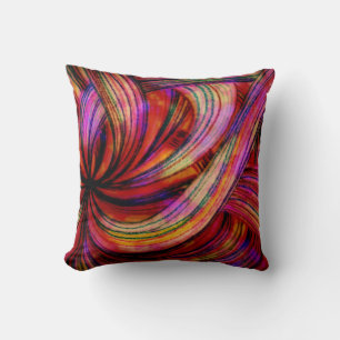 Coussin Tourbillons Colorés, Abstrait de Crayon Peint