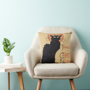 Coussin Tournée du Chat Noir Vintage Black Cat Art Nouveau