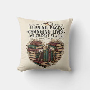 Coussin Tourner les pages, changer des vies Livre de cœu