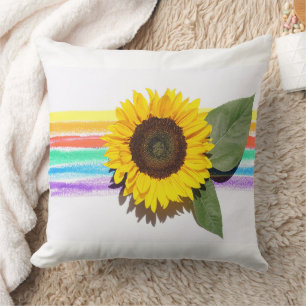 Coussin Tournesol Arc-en-ciel Décoratif pour Enfants