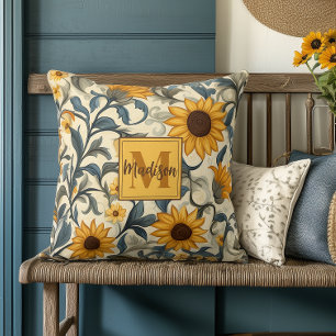 Coussin Tournesol Art Nouveau Monogrammé