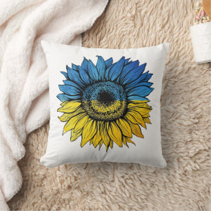 Coussin Tournesol bleu et jaune à l'ukrainienne