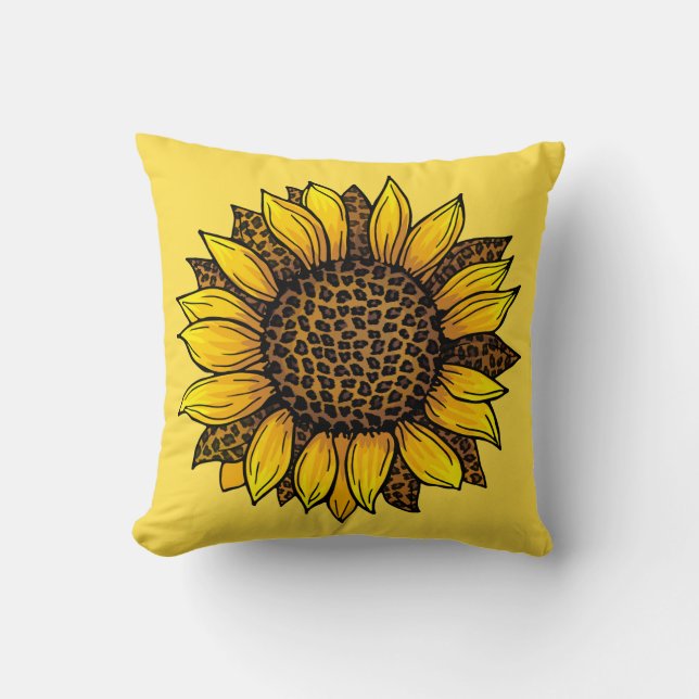Coussin Tournesol Empreinte de léopard (Recto)