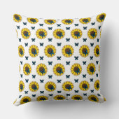 Coussin Tournesol et papillon bleu (Verso)
