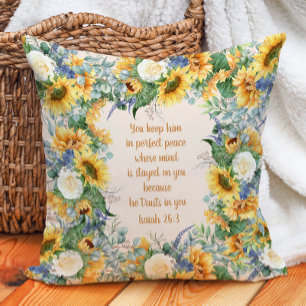 Coussin Tournesol Floral Bible Verse Garder la paix parfai