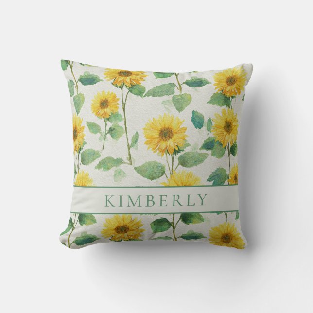 Coussin Tournesol Floral Classique Rustique & Élégant (Recto)