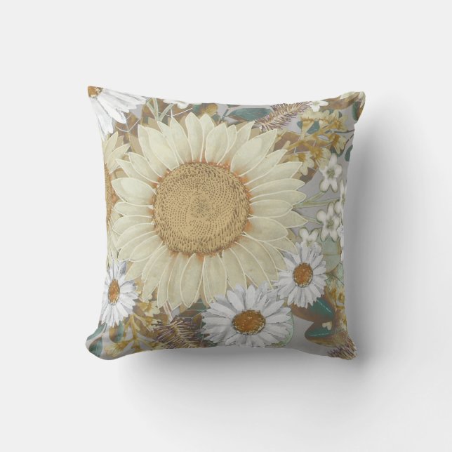 Coussin Tournesol Floral Jeu d'oreiller (Recto)