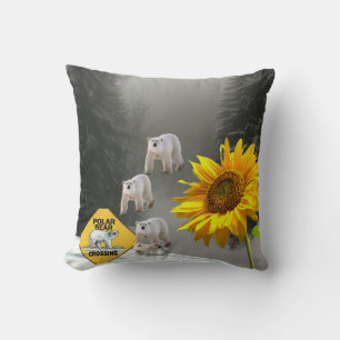 Coussin Tournesol Floral Jeu Ours polaire Coque
