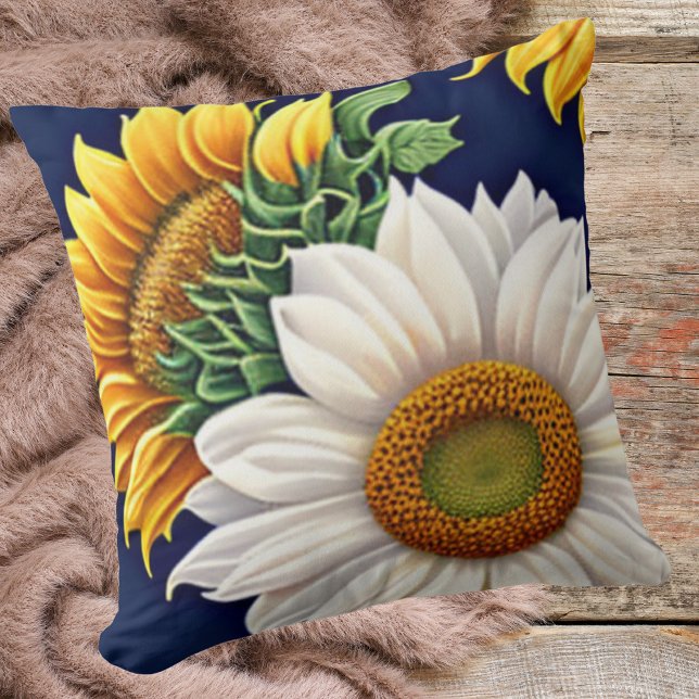 Coussin Tournesol floral Vintage (Créateur téléchargé)