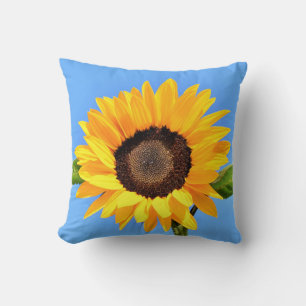 Coussin Tournesol jaune contre soleil sur ciel bleu - ét