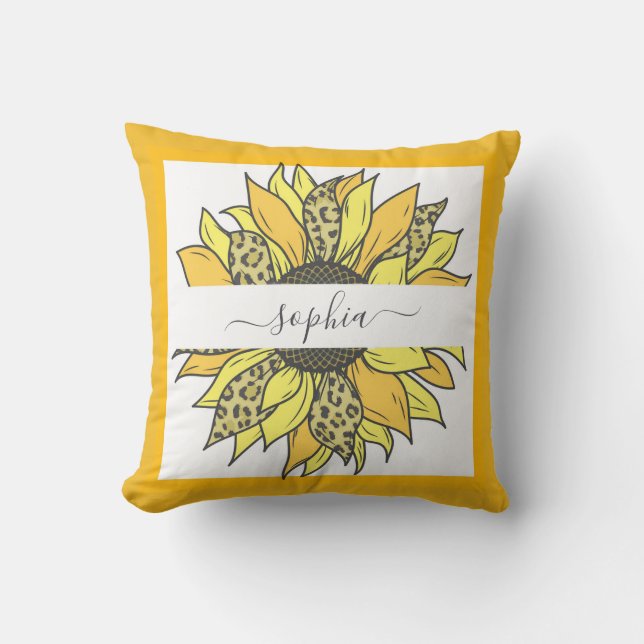 Coussin Tournesol Jaune Floral Rustique (Recto)