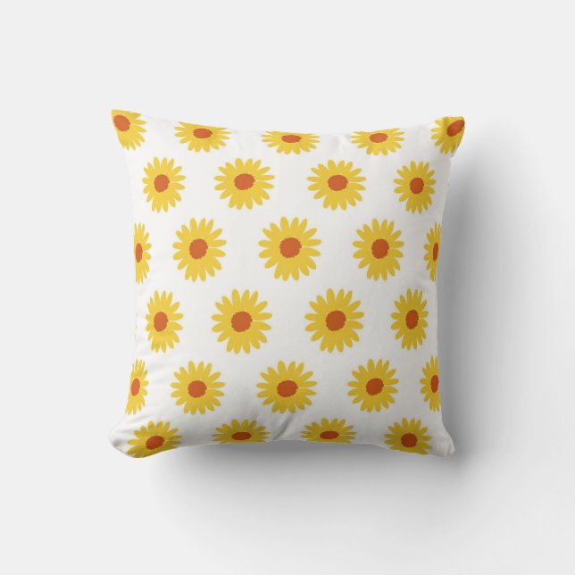 Coussin Tournesol Jaune Joli Rétro Y2K Motif (Recto)