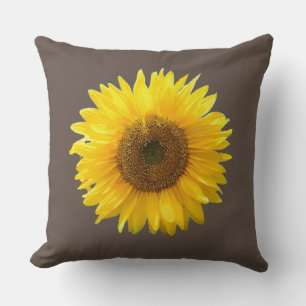 Coussin Tournesol jaune moderne Brown