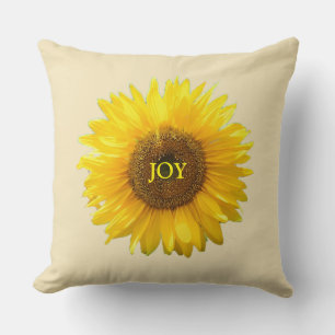 Coussin Tournesol jaune moderne sur Champagne Beige