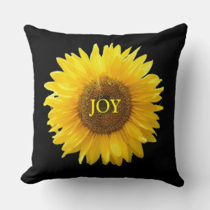 Coussin Tournesol jaune moderne sur fond noir