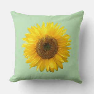 Coussin Tournesol jaune moderne sur fond vert citron
