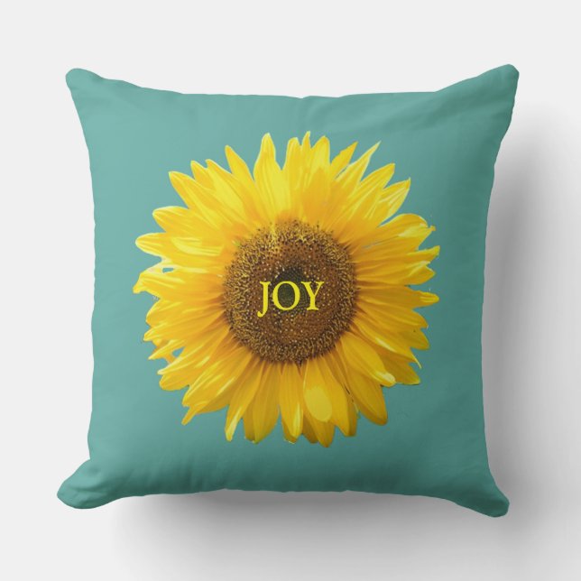 Coussin Tournesol jaune moderne sur sarcelle (Recto)